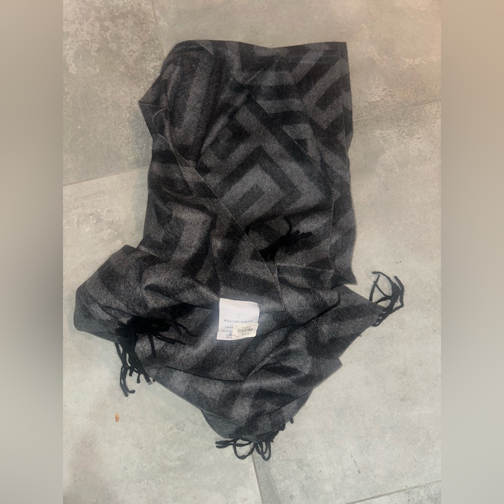 Williams Sonoma Charcoal and Black Cashmere Scarf